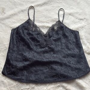 Vintage Indulgence Black Lace Satin Cami | Y2K Lingerie Aesthetic Tank